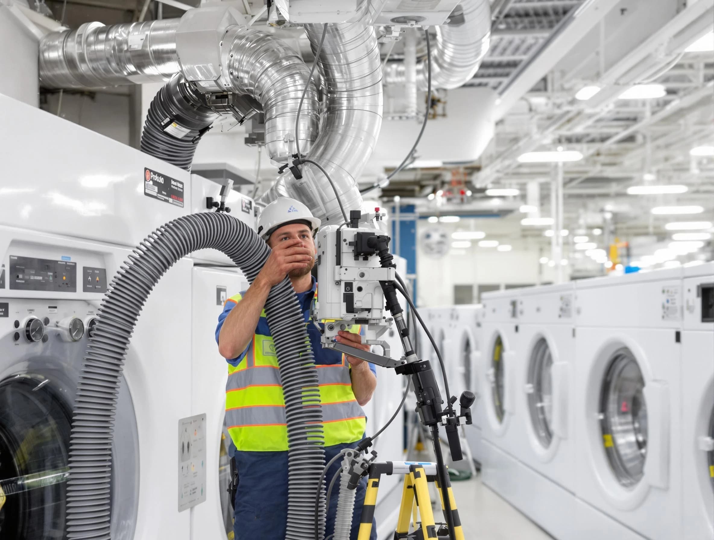 Belen Dryer Vent Cleaning team performing commercial-grade dryer vent cleaning at a business facility in Belen