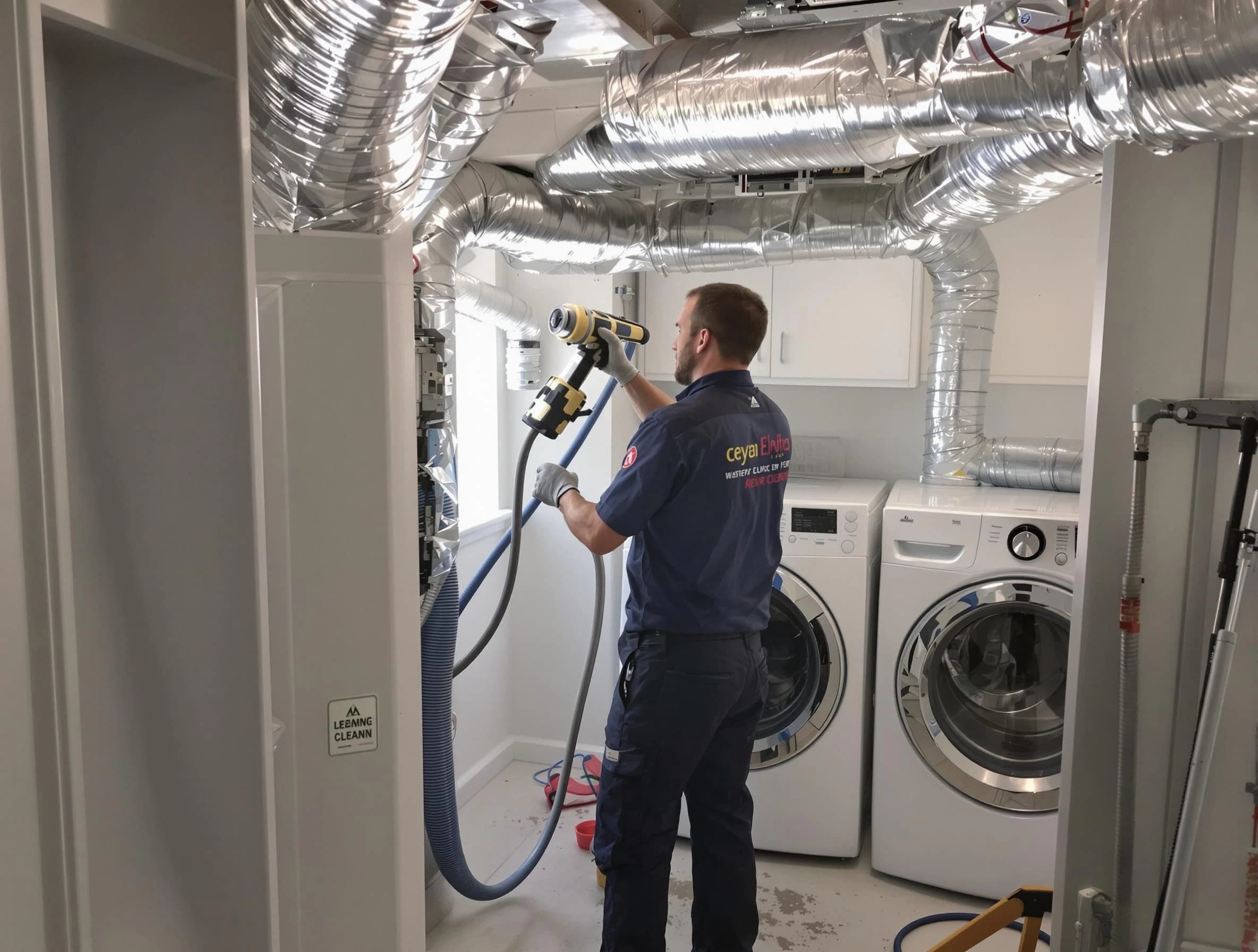 Belen Dryer Vent Cleaning specialist using advanced equipment for thorough duct cleaning in Belen