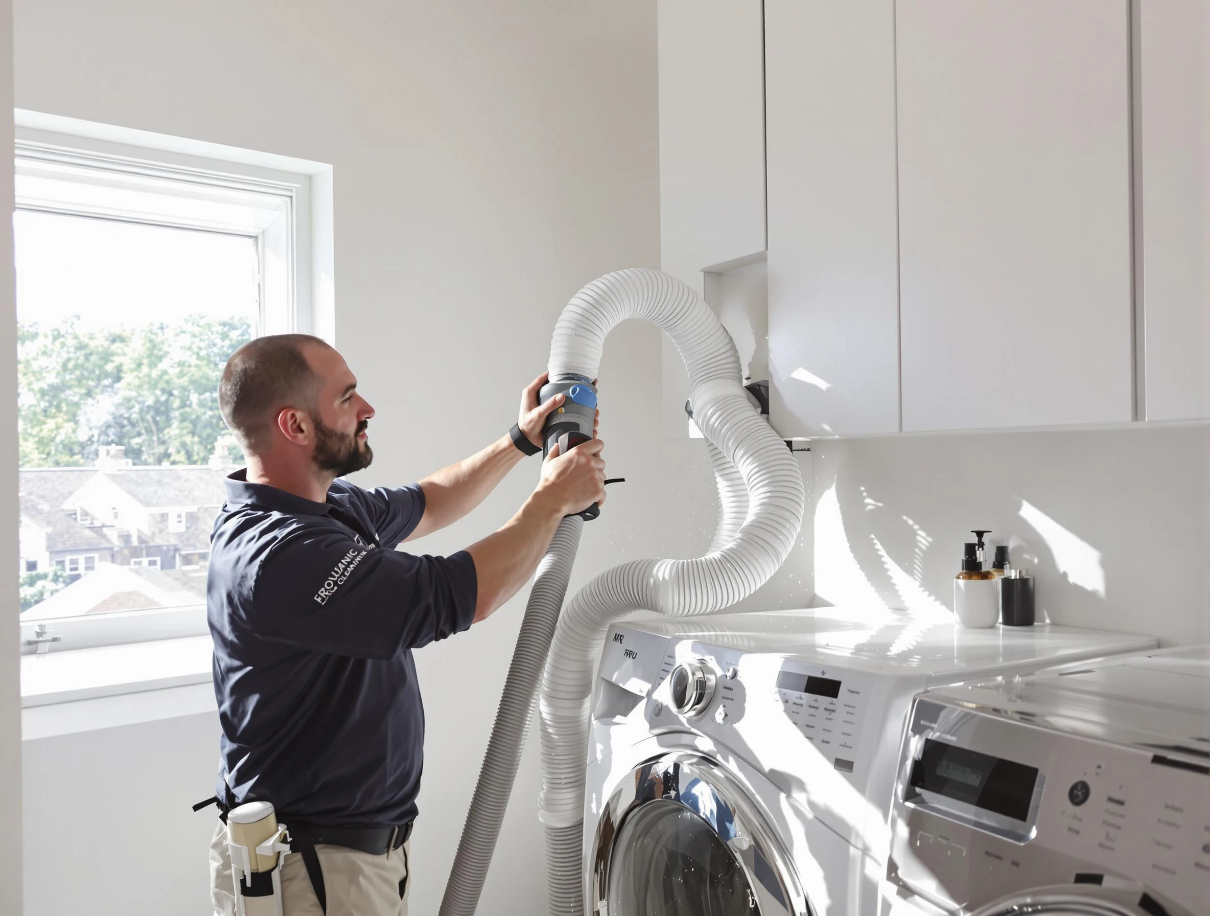 Certified Belen Dryer Vent Cleaning technician performing dryer vent cleaning in Belen